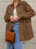 R&B | Damen Oversized Trendy Wildleder Stil Jacke