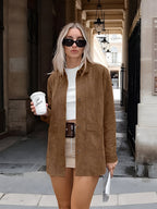R&B | Damen Oversized Trendy Wildleder Stil Jacke