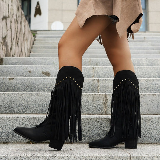 Bequeme Elegante Westernstiefel Für Damen Warm Stiefel R&B