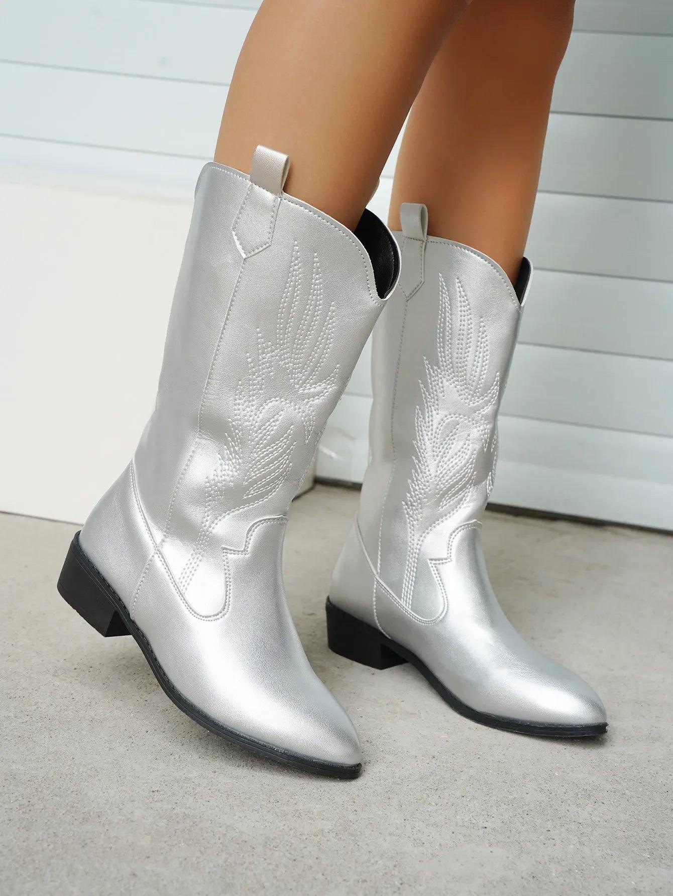 Bequeme Weiche Elegante Robuste Breite Western Stiefel R&B