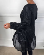 R&B | Elegante Laterne Ärmel Pailletten A-Linie