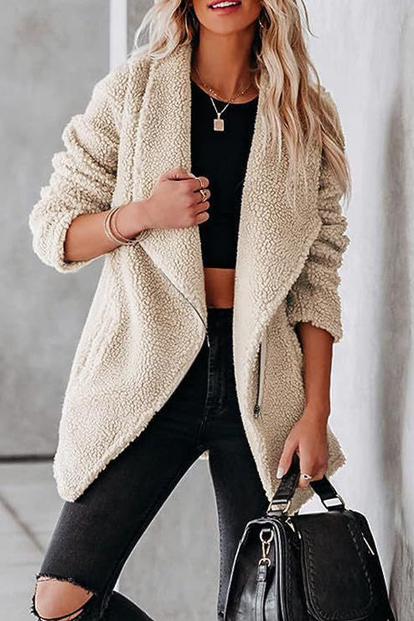 R&B | lässige Lammlederjacke mit Reißverschlusstaschen und Kastenveloursjacke