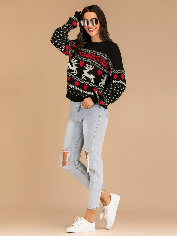 R&B | Rentiere Jacquard Strick Weihnachts Pullover