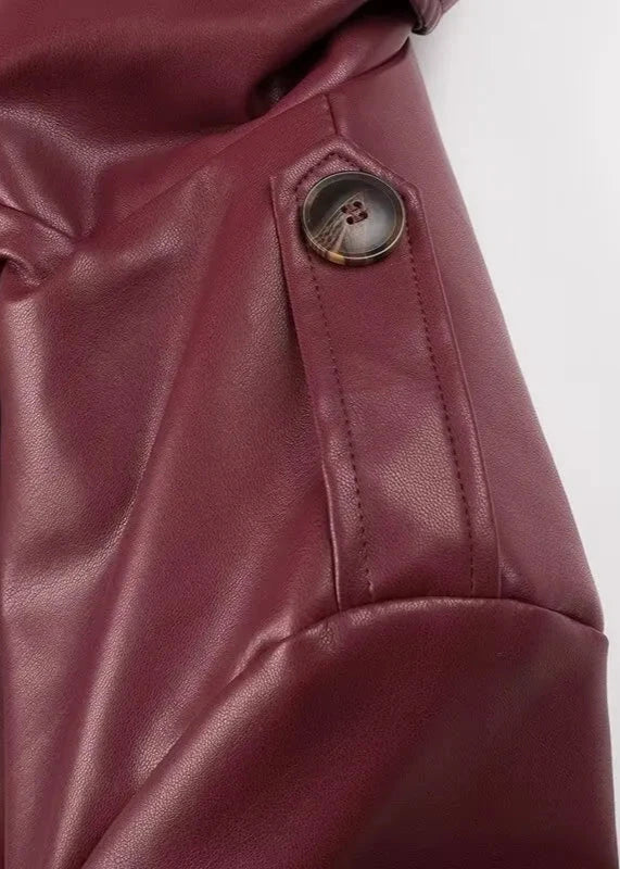 R&B | Leren Trenchcoat - elegante rote Damenjacke