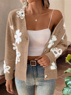 R&B | Weiche Strickjacke mit Blumenmuster Acryl Wärme und Stil