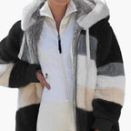 R&B | Winter Kapuzenjacke Im Streifen-Design - Modische Freizeitjacke für Kalte Tage