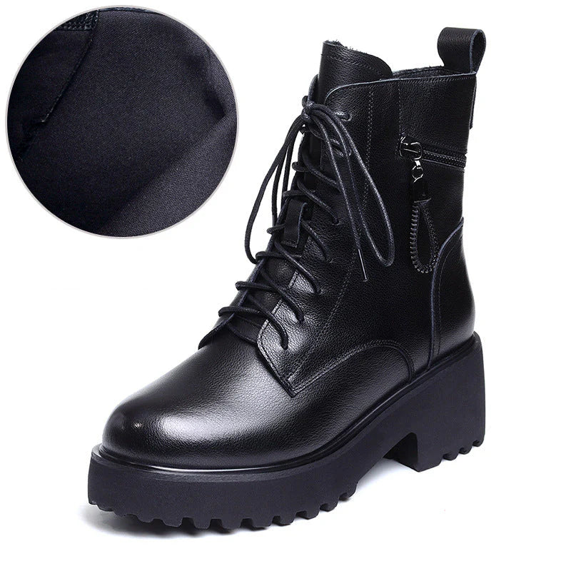 R&B | Cozy Chic Damen Chunky Heel Pelzgefütterte Winterstiefel