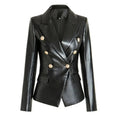 R&B | Schwarze Lederblazer Damen - Formal-Geschäft - Uni-Einfarbig