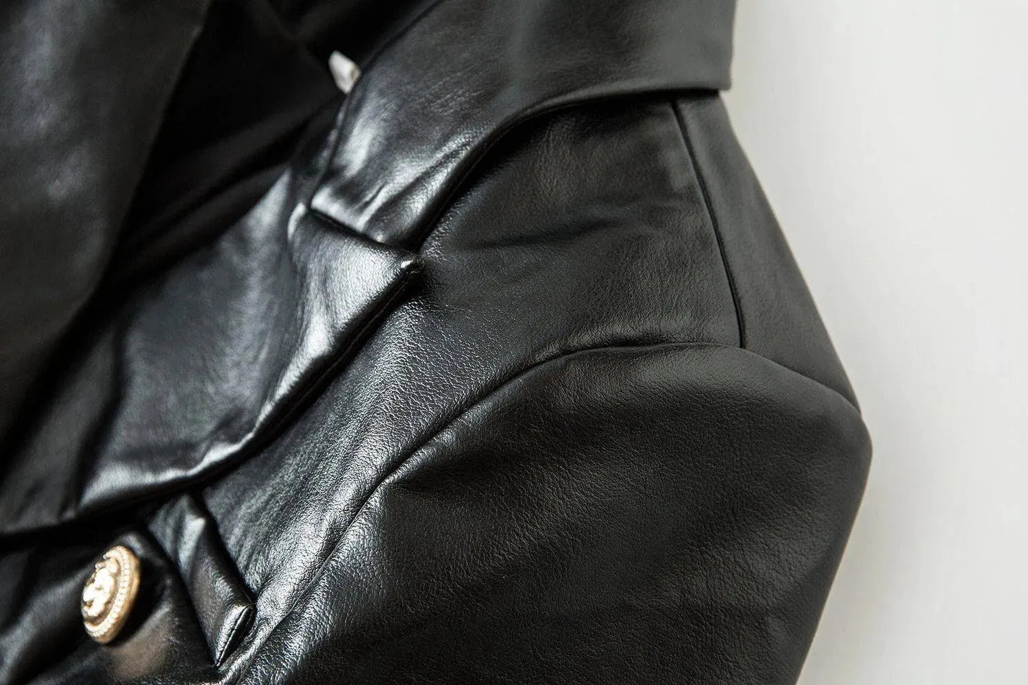 R&B | Schwarze Lederblazer Damen - Formal-Geschäft - Uni-Einfarbig