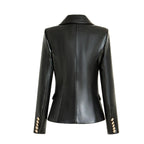 R&B | Schwarze Lederblazer Damen - Formal-Geschäft - Uni-Einfarbig