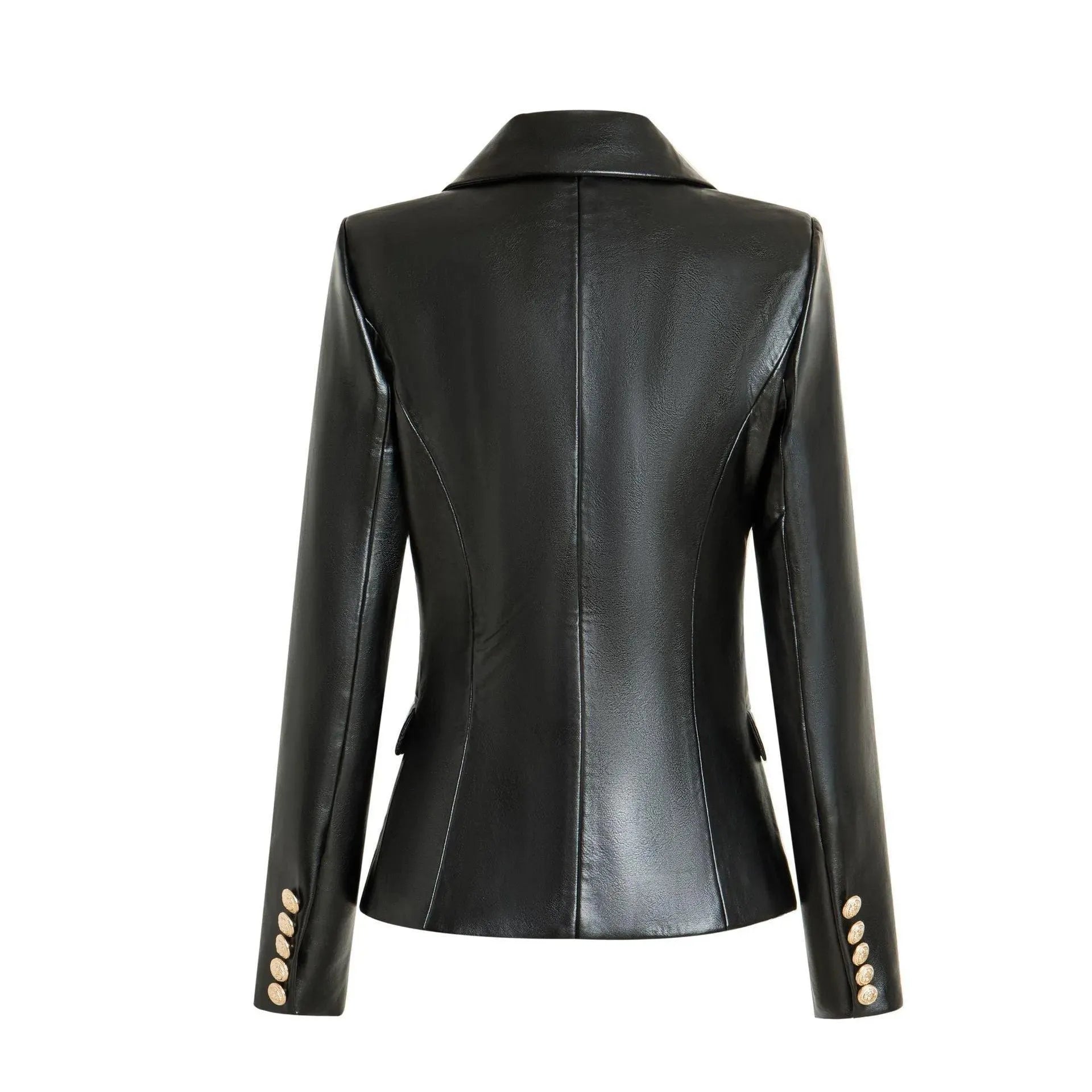 R&B | Schwarze Lederblazer Damen - Formal-Geschäft - Uni-Einfarbig