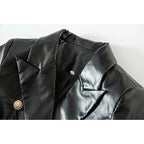 R&B | Schwarze Lederblazer Damen - Formal-Geschäft - Uni-Einfarbig