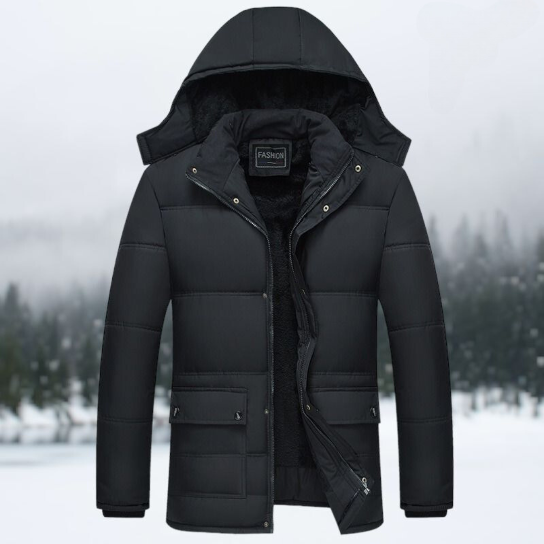 R&B | Schwarze Puffer-Winterjacke