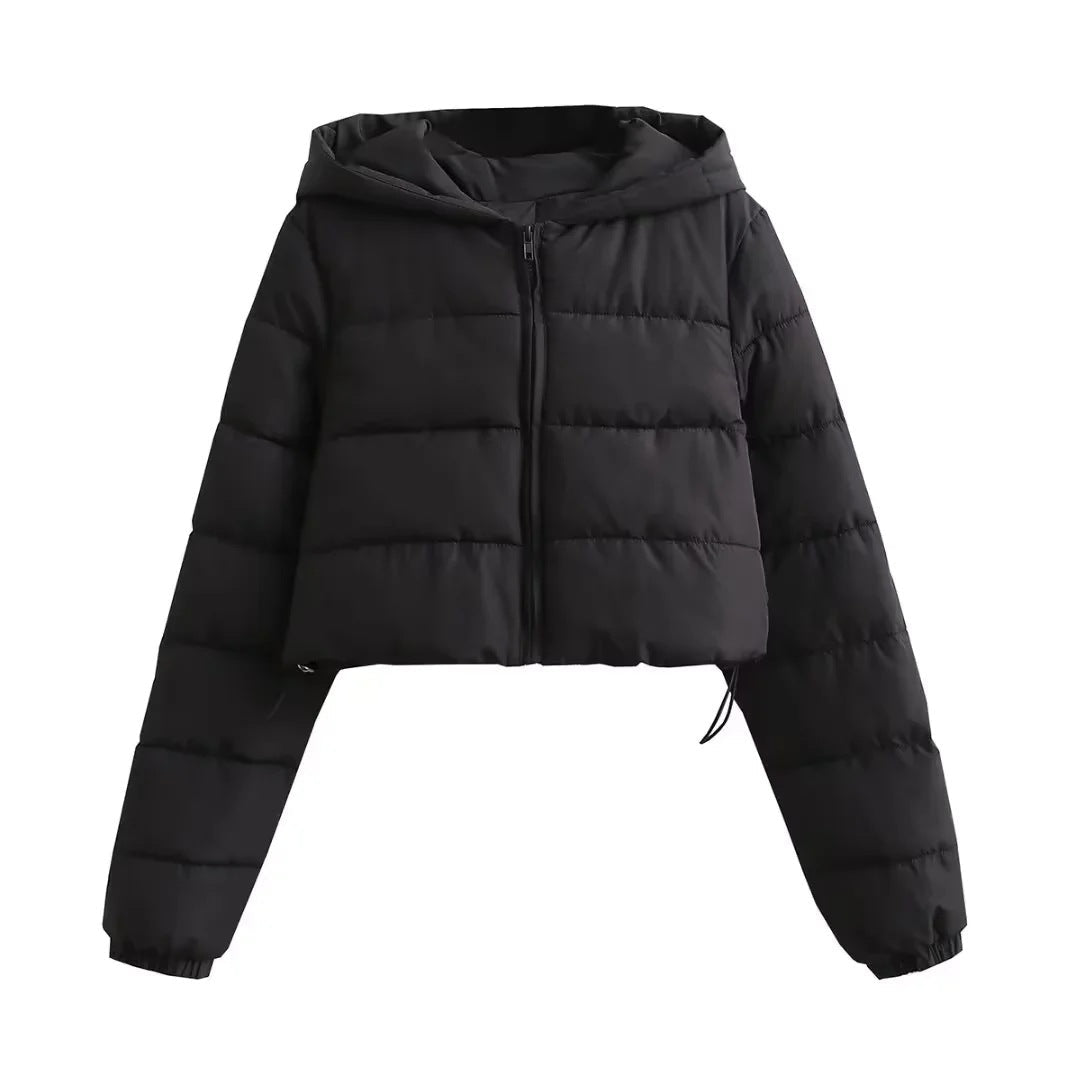 R&B | Kapuzen Cropped Slim Winterjacke