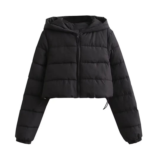 R&B | Kapuzen Cropped Slim Winterjacke