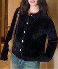 – Gestrickte Strickjacke mit Knopfleiste