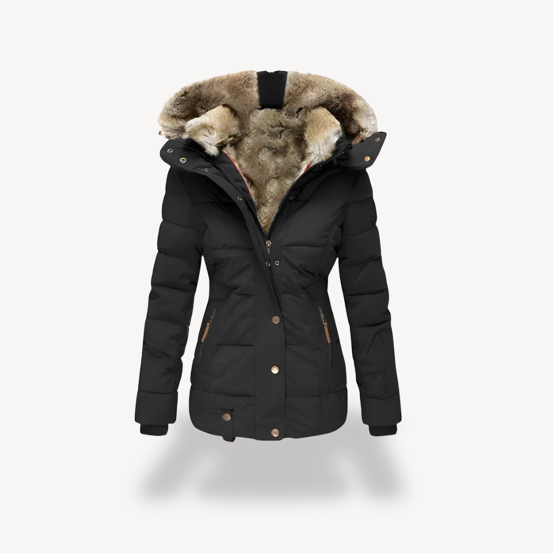 R&B | Damen Gesteppter Parka mit Abnehmbarem Kunstfellkapuze