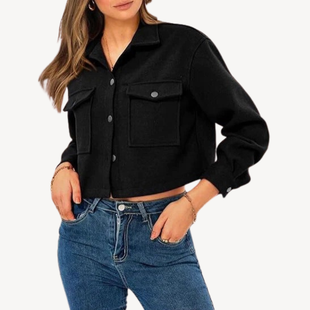R&B | Damen Knopfung Crop Jacke