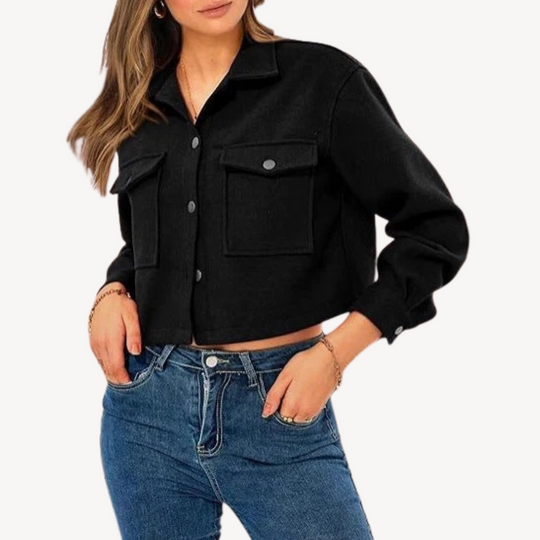 R&B | Damen Knopfung Crop Jacke