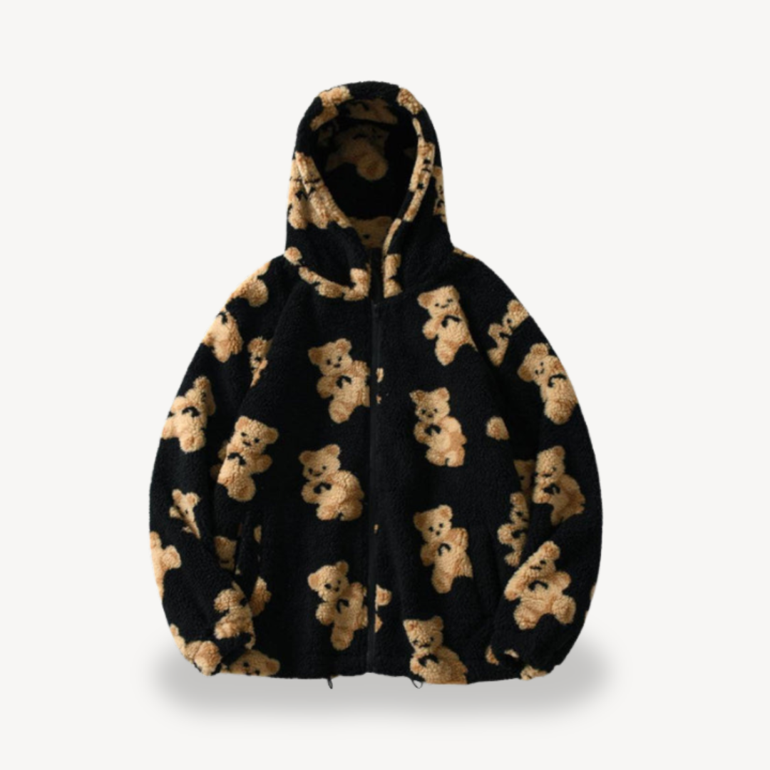 R&B | Teddy Bear Muster Kapuzenjacke für Frauen