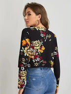 R&B | Damenblazer mit Blumenmuster und Offener Vorderseite