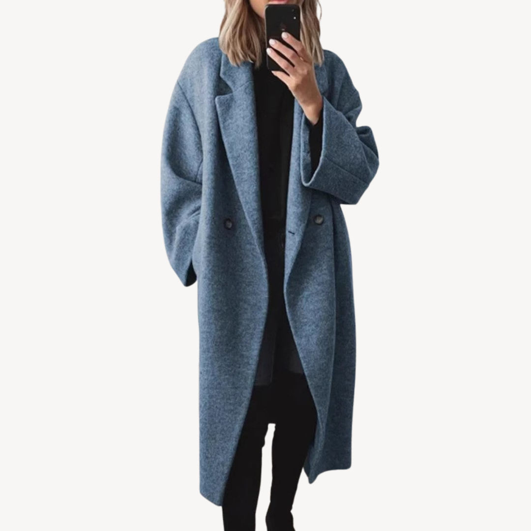 R&B | Damen Wollmischung Doppelreiher Mantel