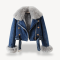 R&B | Kunstpelzgefütterte Denimjacke für Frauen