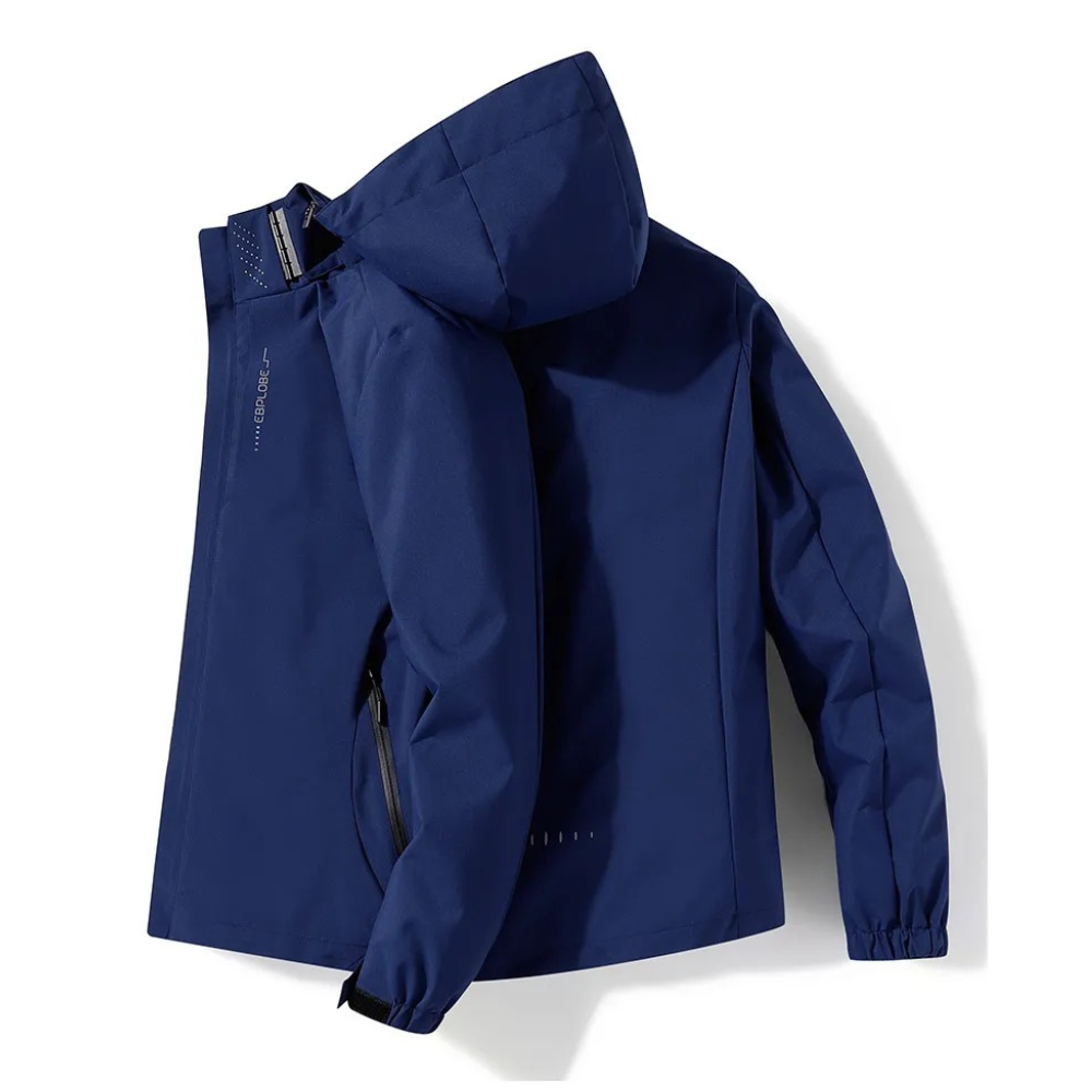 R&B | Herren Blauer Kapuzenwindbreaker - Wasserdichtes Design
