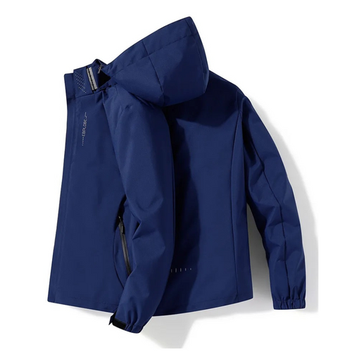 R&B | Herren Blauer Kapuzenwindbreaker - Wasserdichtes Design