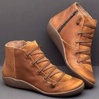 R&B | Stiefeletten Leder Schnürung mit Seitlichem Reißverschluss Passgenau Erhöhte Sohle