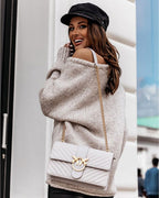 R&B | Off-shoulder Strickbluse Weiches Material Lässiger Boho-look