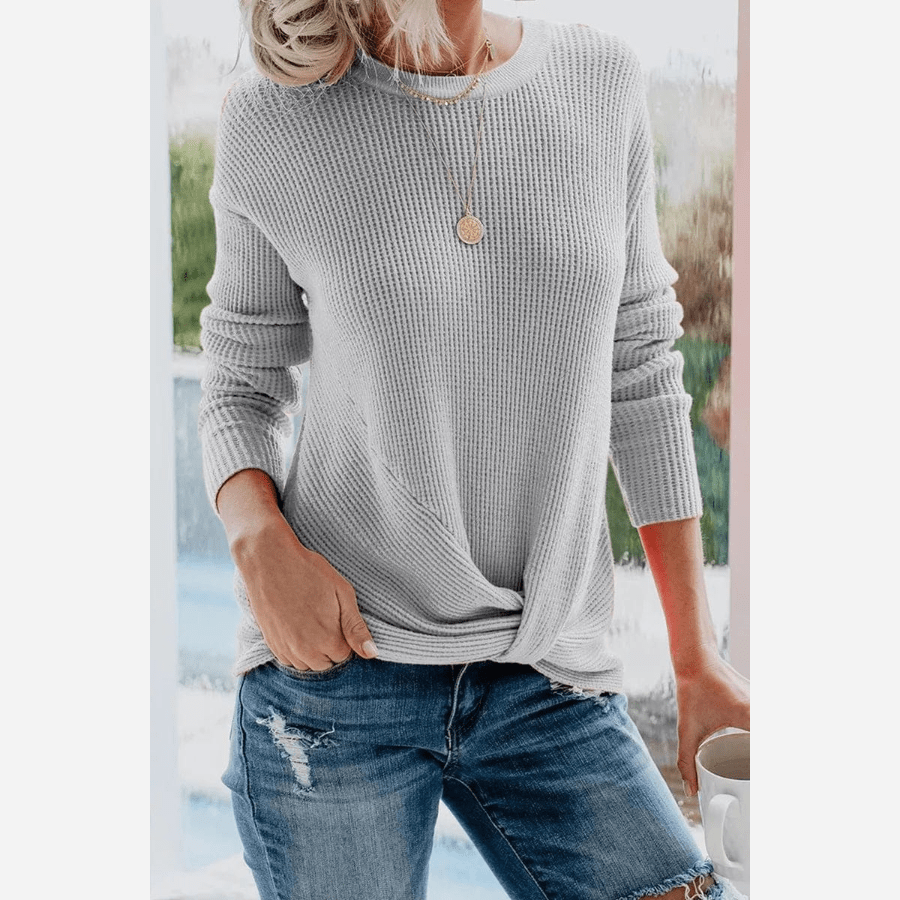 R&B | Leichtgewicht Strickbluse mit Langarmdesign Gerippte Struktur Lässiger Komfort