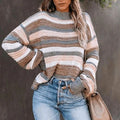 R&B | Pullover - Damen Winter gestreifter Strickpullover