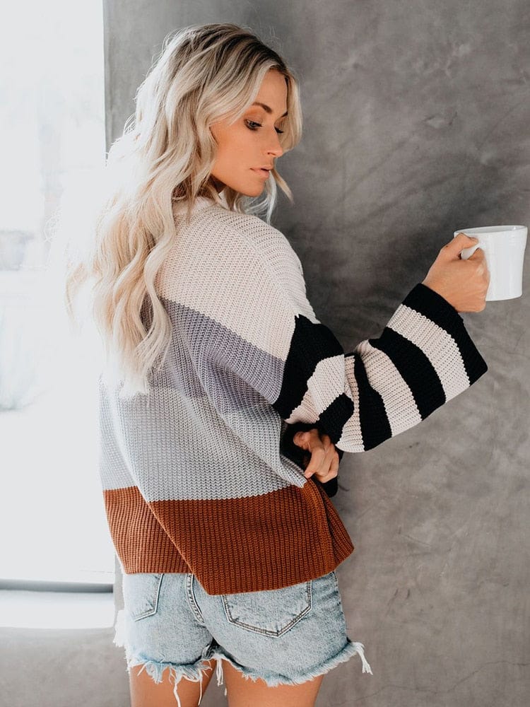 R&B | Strickbluse mit Blockstreifen Lässiger Komfort Entspanter Stil