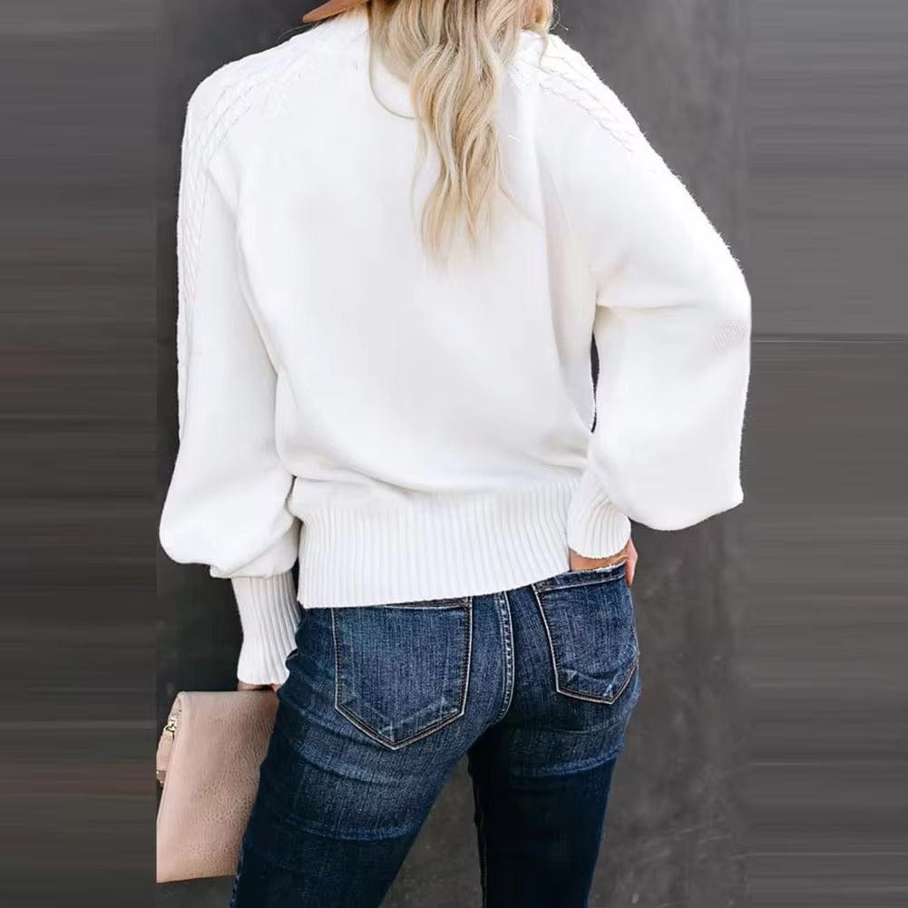 R&B | Chunky Strickpullover mit Hohem Kragen Kabelstrick Design Warme Bequemlichkeit