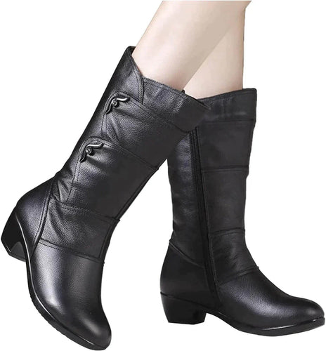 R&B | Knöchellange Stiefel – Lederähnlicher Finish – Seitenreißverschluss – Niedriger Absatz – Taillierter Schnitt