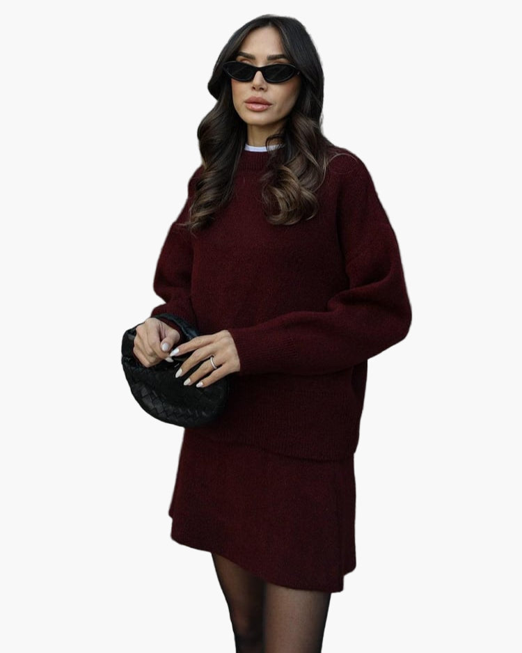 R&B | Strickset mit Pullover und Minirock - Modischer Herbst Winter Look, Lässig & Elegant