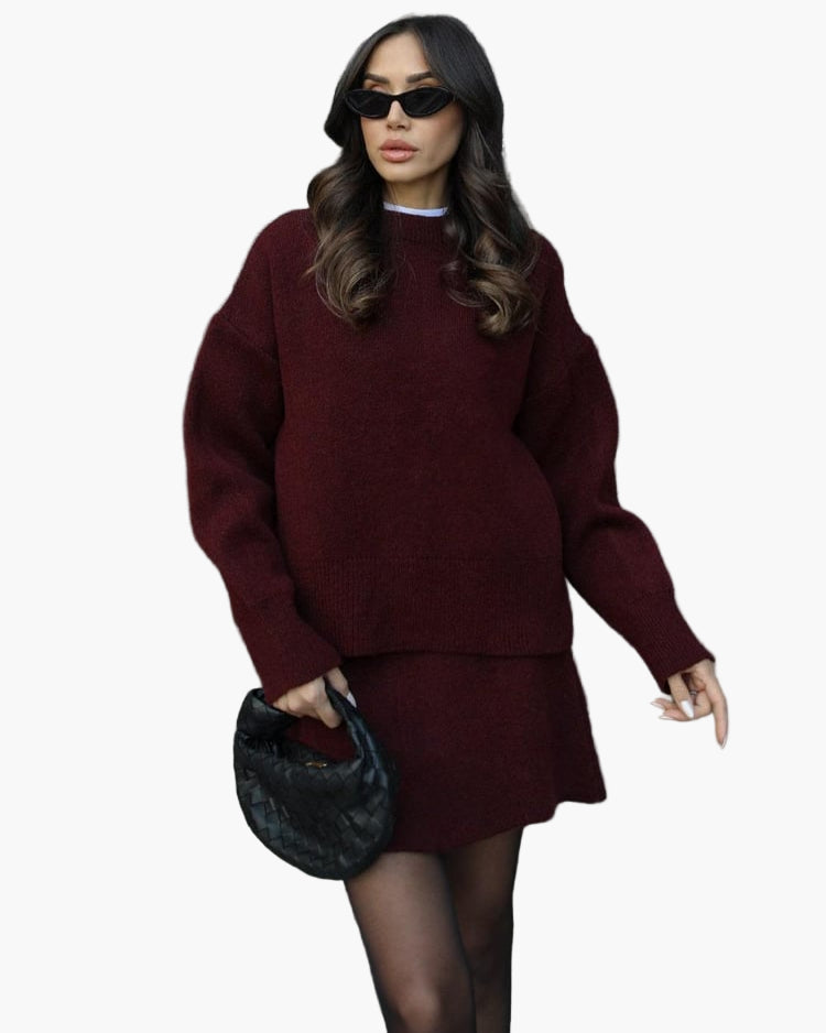R&B | Strickset mit Pullover und Minirock - Modischer Herbst Winter Look, Lässig & Elegant