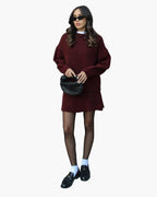 R&B | Strickset mit Pullover und Minirock - Modischer Herbst Winter Look, Lässig & Elegant