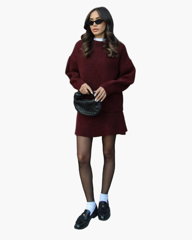 R&B | Strickset mit Pullover und Minirock - Modischer Herbst Winter Look, Lässig & Elegant