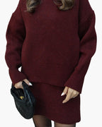 R&B | Strickset mit Pullover und Minirock - Modischer Herbst Winter Look, Lässig & Elegant