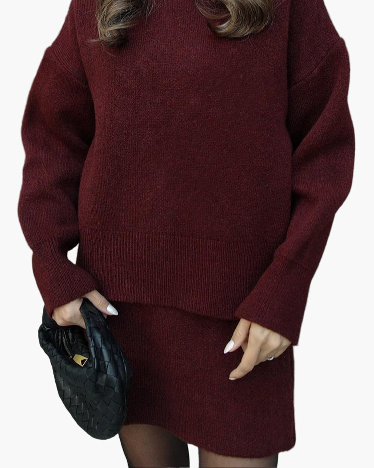 R&B | Strickset mit Pullover und Minirock - Modischer Herbst Winter Look, Lässig & Elegant