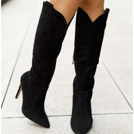 Elegante knielange Stiletto-Stiefel mit seitlichem Reißverschluss R&B