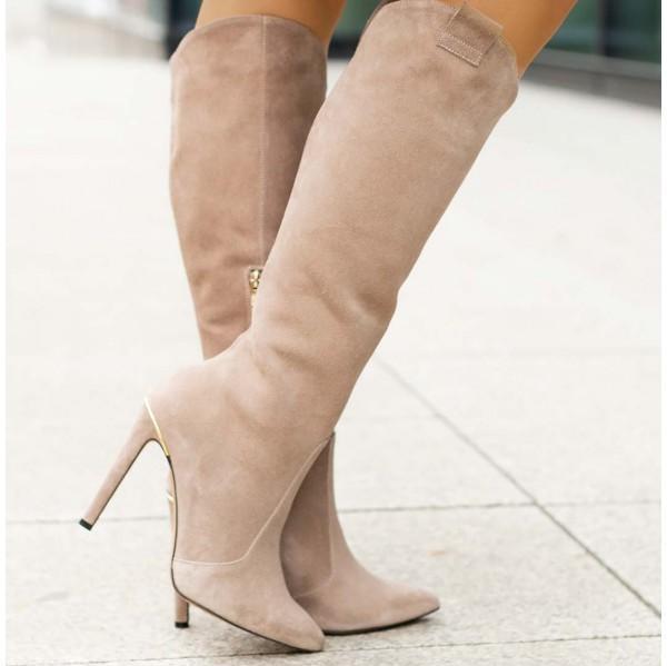 Elegante knielange Stiletto-Stiefel mit seitlichem Reißverschluss R&B