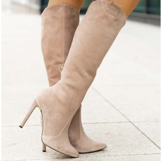 Elegante knielange Stiletto-Stiefel mit seitlichem Reißverschluss R&B