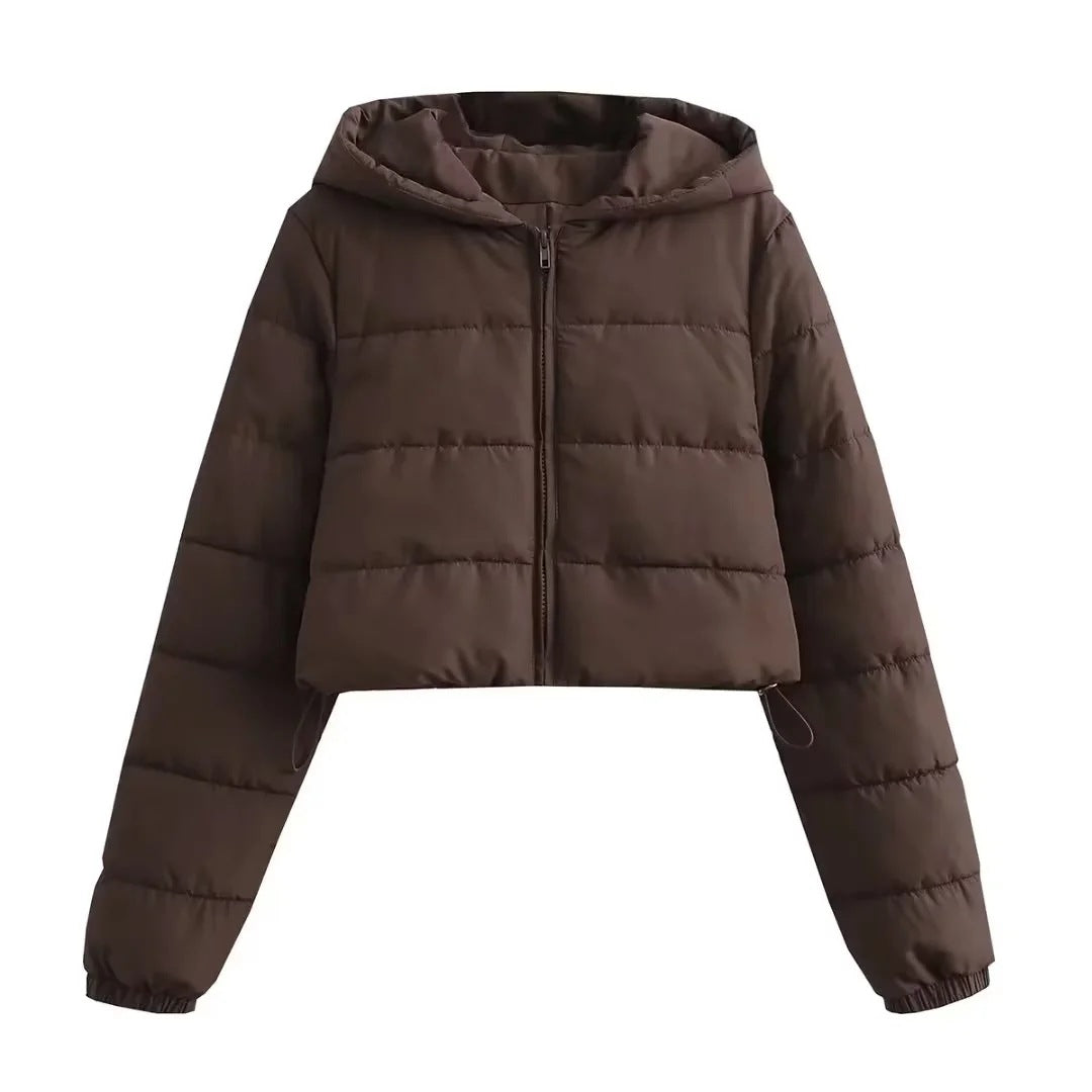 R&B | Kapuzen Cropped Slim Winterjacke