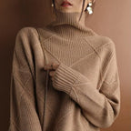 R&B | Rollkragenpullover mit Diamantmuster Gestrickt -Weich und Bequem