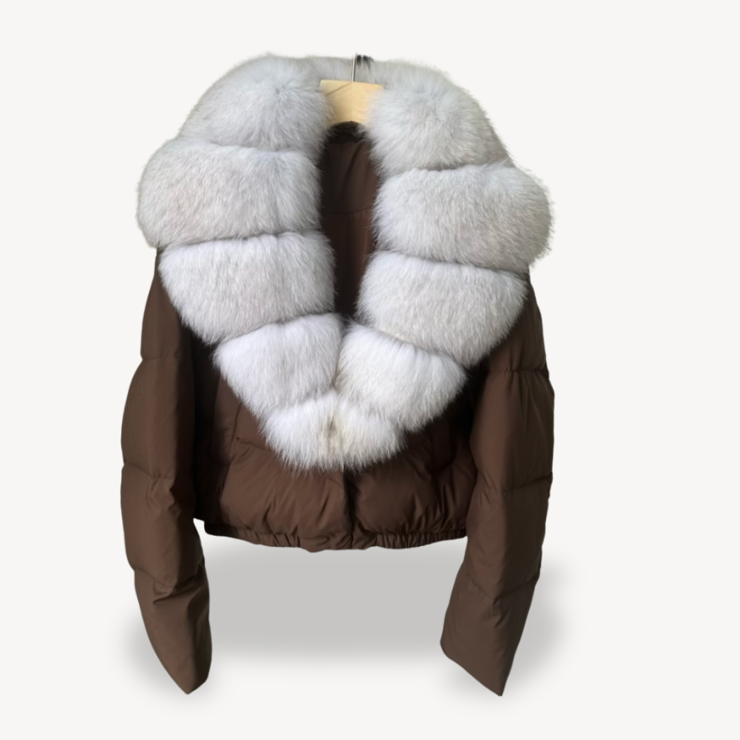 R&B | Winter Pufferjacke mit Kunstfellkragen für Damen