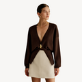 R&B | Damen Strick V-Ausschnitt Cardigan Pullover