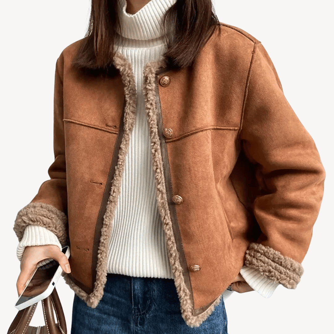 R&B | Damen Kunstpelzbesatz Fleecegefütterte Jacke